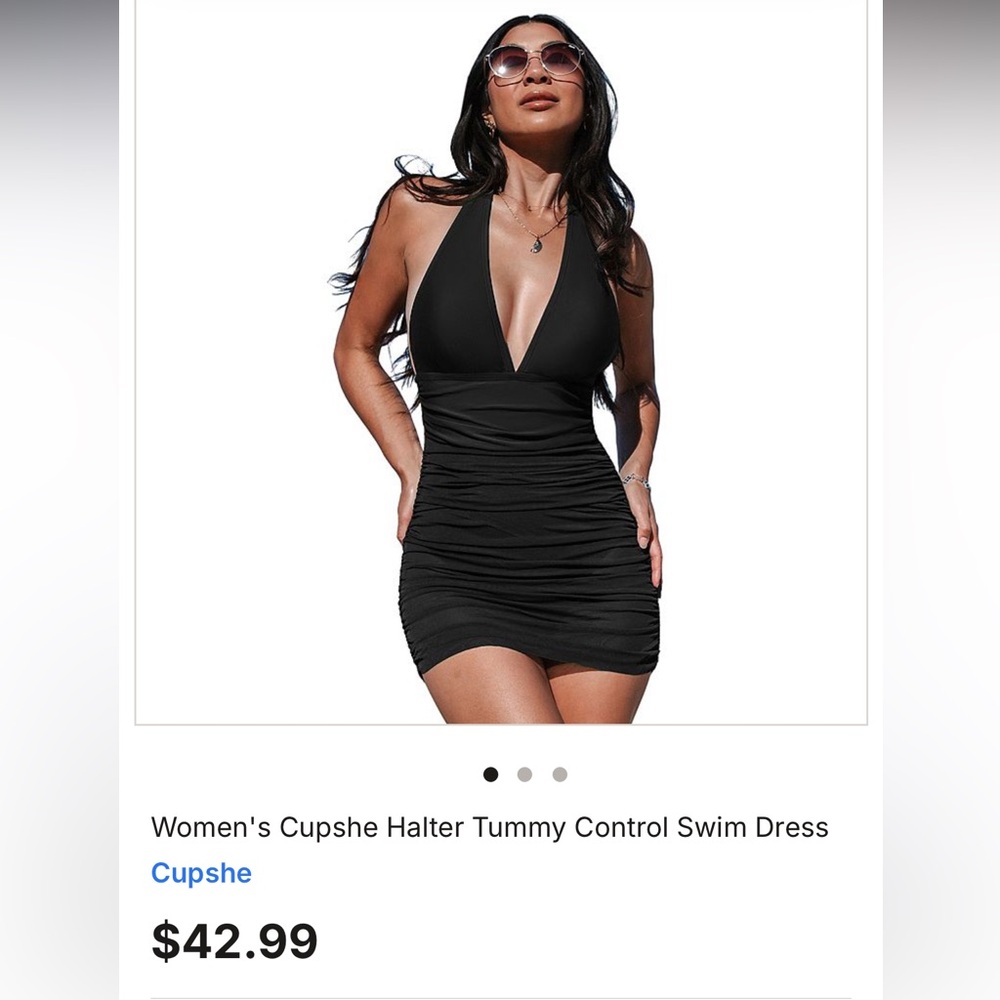 Cupshe Elegant Black Halter Swim Dress